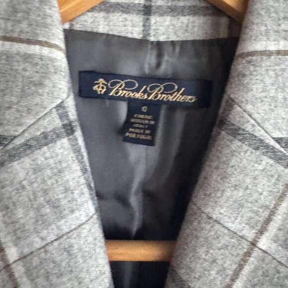 Brooks Brothers Plaid Wool Blend Grey Blue Classic Blazer 0 - Picture 6 of 9